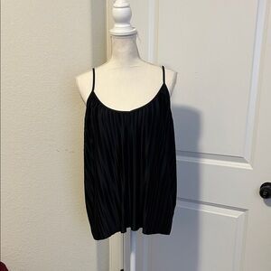 Maurices XXL Black Pleated Spaghetti Strap Tank Top